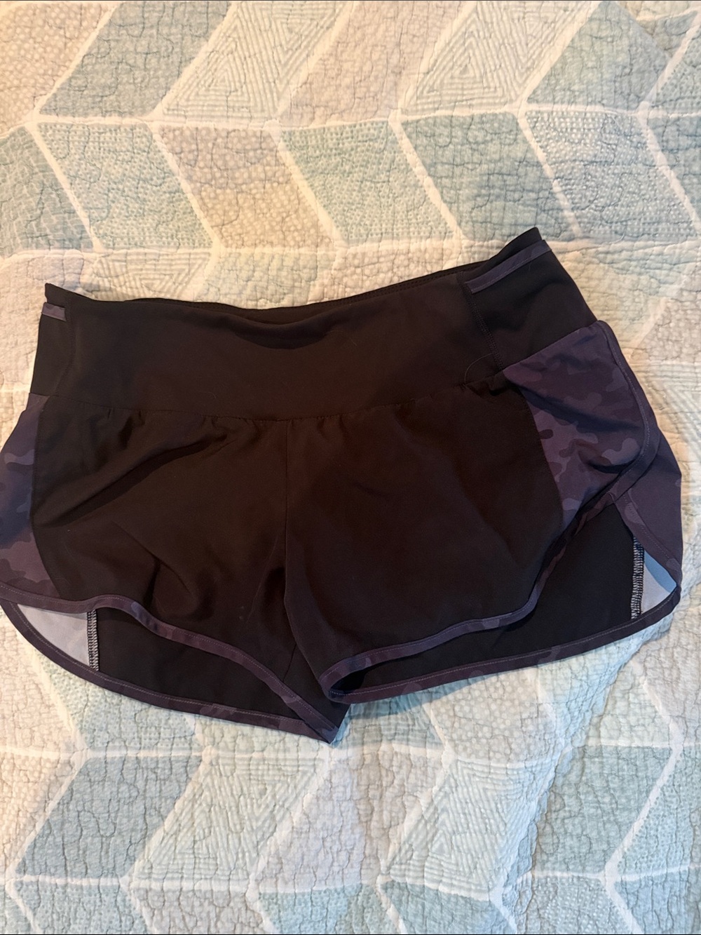 ZYIA Black Shorts with Purple Camo Trim